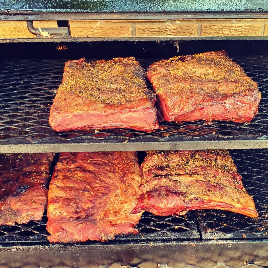 slow smoked ribs on the smoker